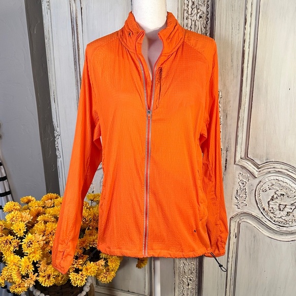 Gymshark Women's High Viz Orange Front Zip Long Sleeve workout Jacket - Picture 1 of 12